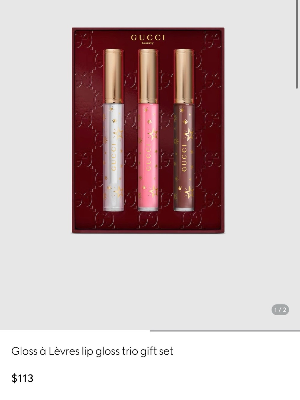 Gucci Lip Gloss Trio in Clear, Pink, Brown Authentic - Picture 3 of 8